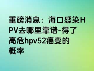 重磅消息：海口感染HPV去哪里靠谱-得了高危hpv52癌变的概率